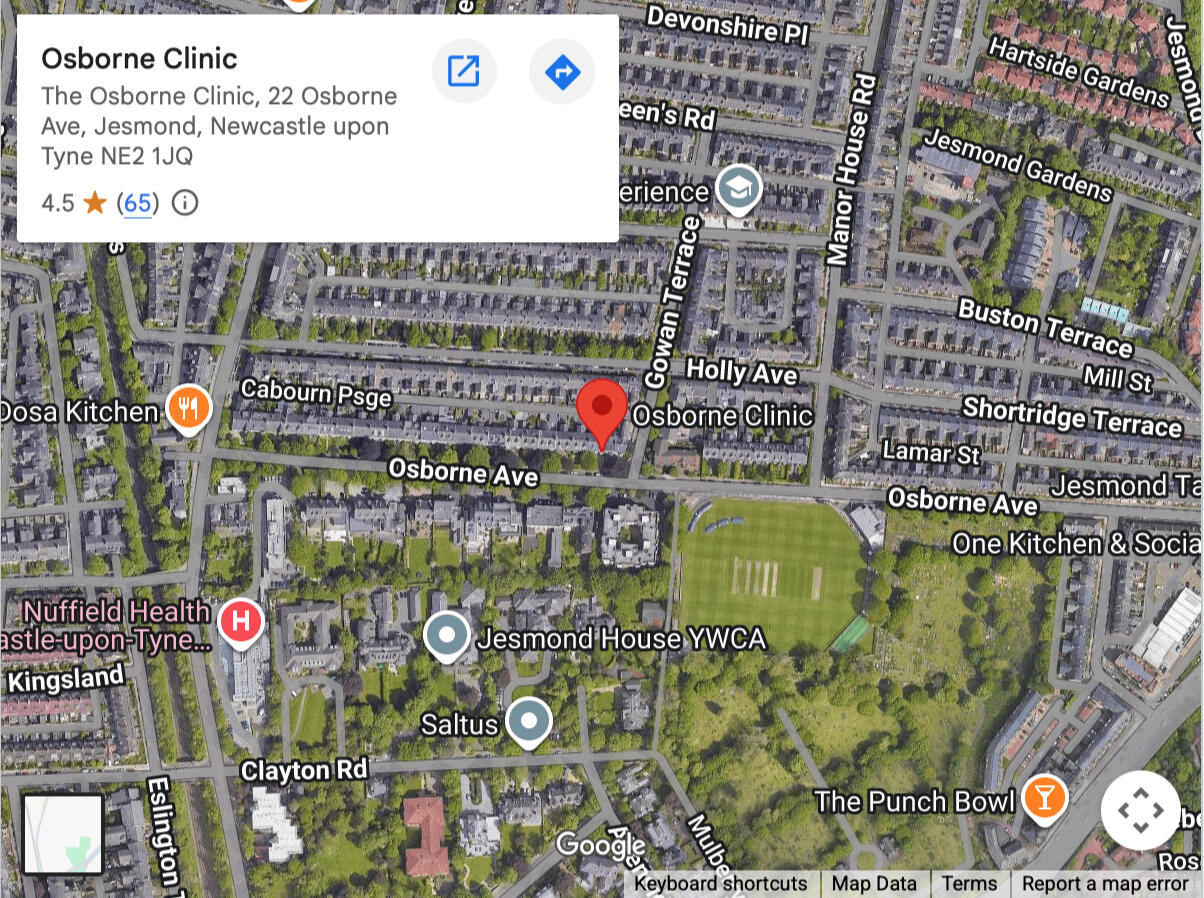 Osborne Clinic Map Ahead for Health Catherine Williams Google Map - The Osborne Clinic Newcastle Upon Tyne